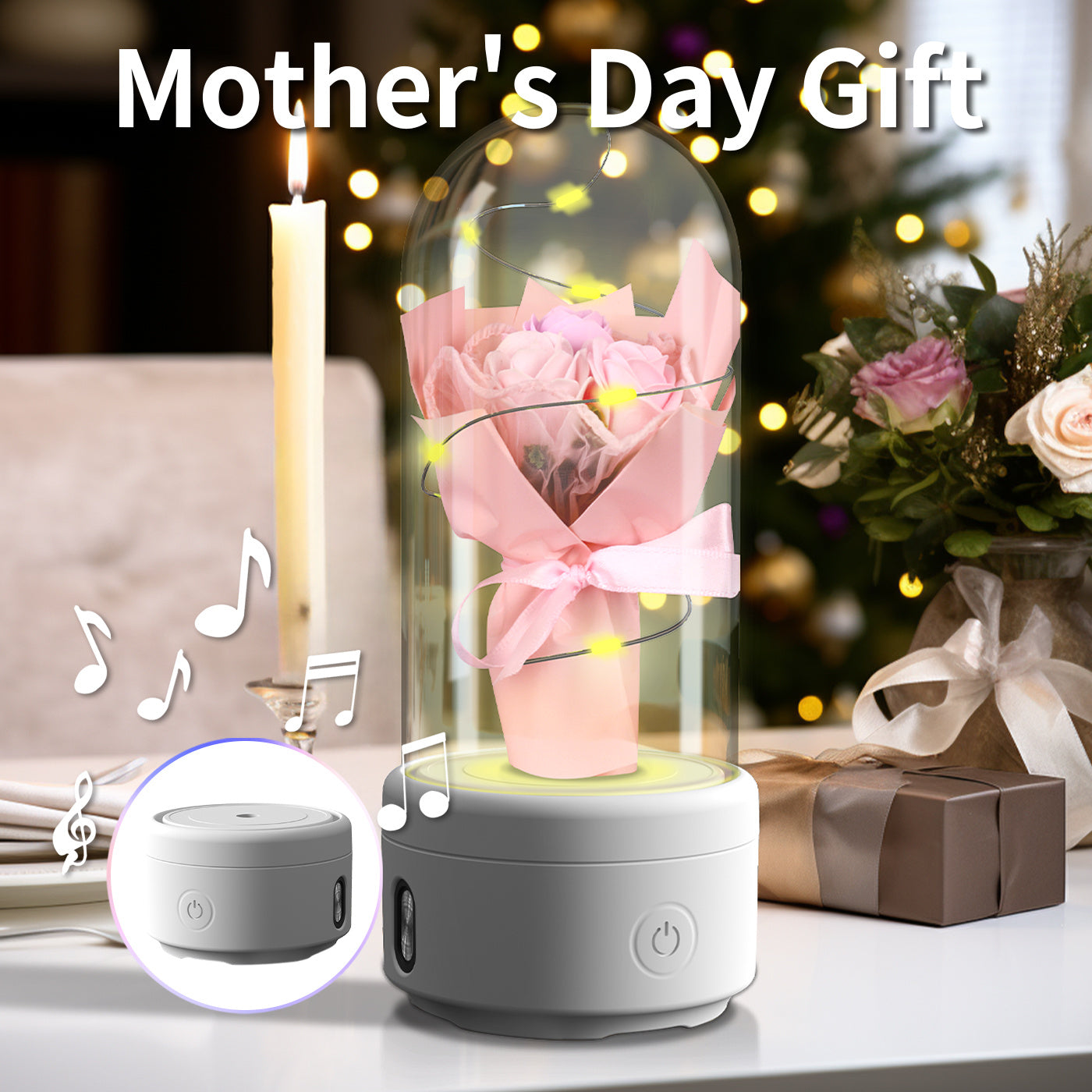 BloomGlow™ – Handmade LED Bouquet with Bluetooth Speaker