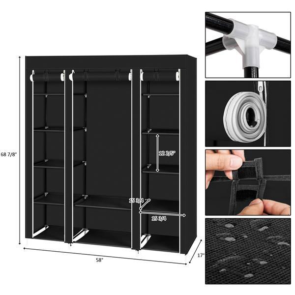 Non Woven Wardrobe With 5 Layers And 12 Compartments